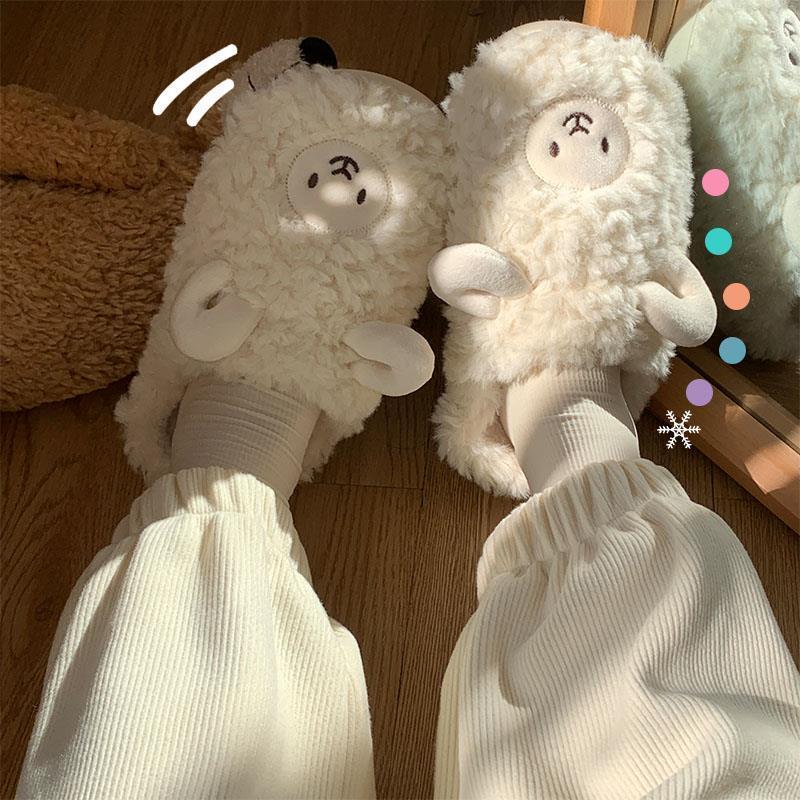 Cotton Slippers Women'S Winter Cute Sheep Indoor Home Couple Household Lamb Plush Warm Slippers Men'S Winter - Image 2